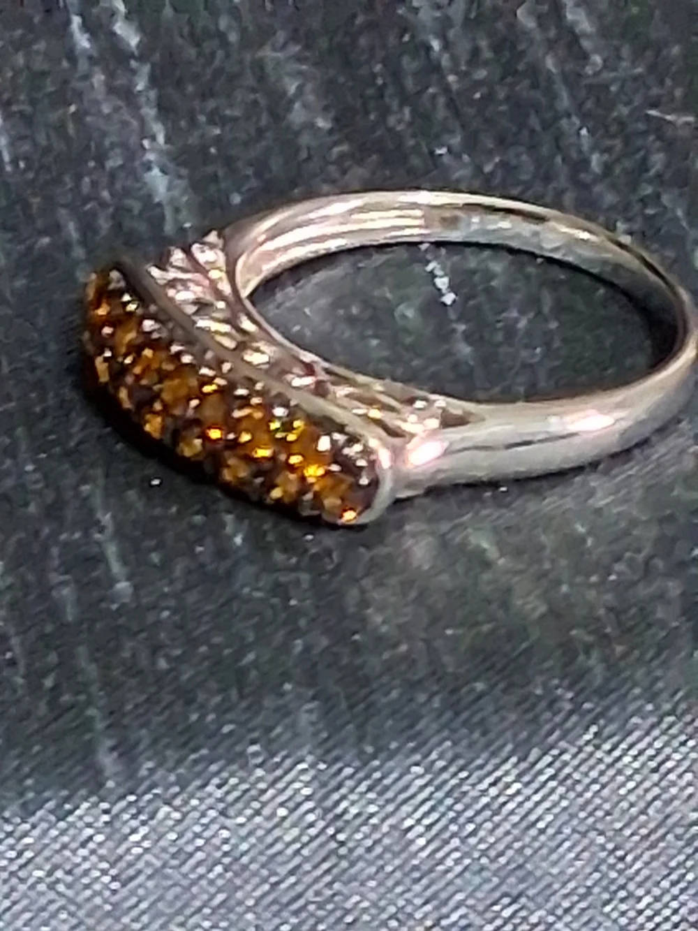 Women's Amber Crystal Bar Ring in Sterling Silver Sz 8 Vintage Minimalist Trend